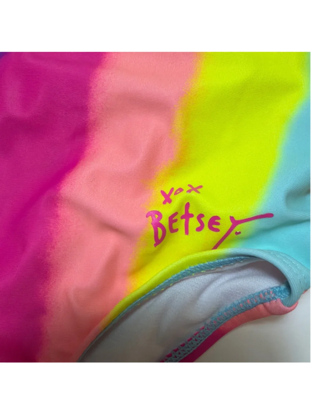 Girls Betsey Johnson One Piece Tank Swimsuit Size 4 Tie-Dye Rainbow Sequin Sun